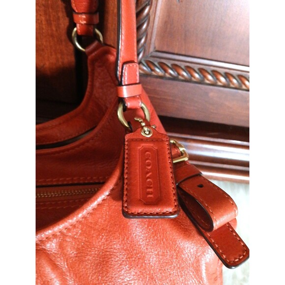 Coach Madison Maggie Hobo Shoulder Bag & Coach Coin Pouch Burnt Orange Leather - Picture 3 of 16